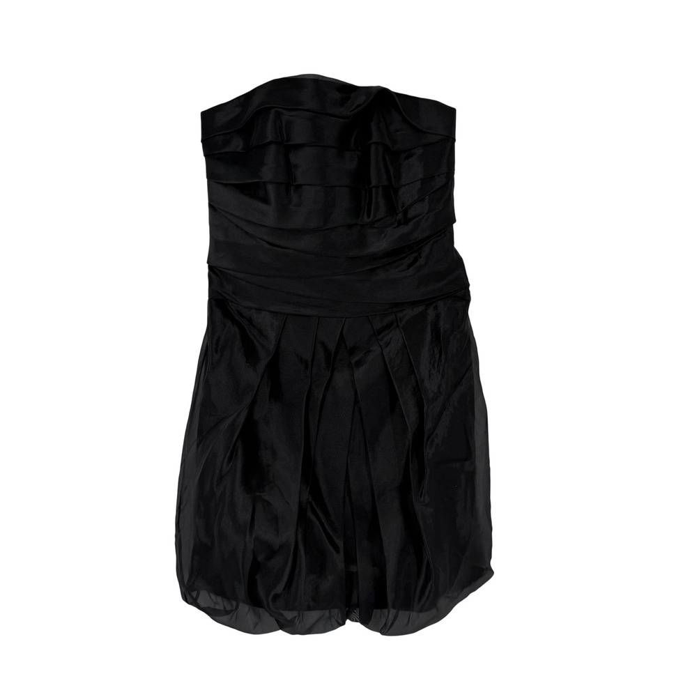 White by Vera Wang Strapless Mini Dress 4 Ebony Black NWT Bubble Hem Pleated LBD